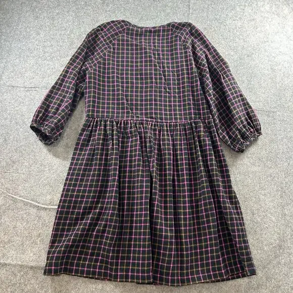 Madewell Dress Women’s 00 Plaid Flannel Raglan Button-Front Shirtdress Oversized - Picture 8 of 8